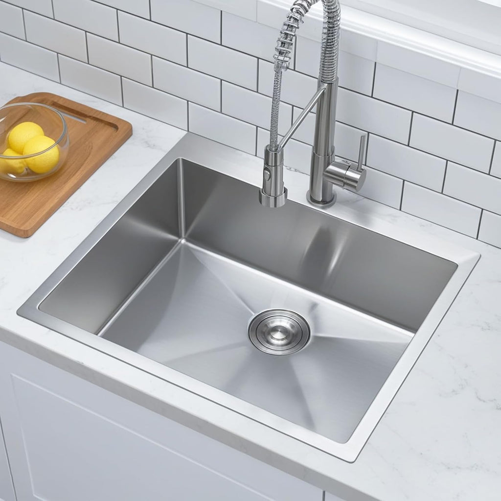 22"x18" Drop In Single Bowl Stainless Steel Brushed