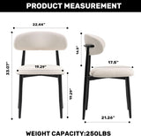 Dining Chairs Set of 2, Modern Metal Kitchen Chairs with Fabric Upholstered Seats for Dining Room, Beige