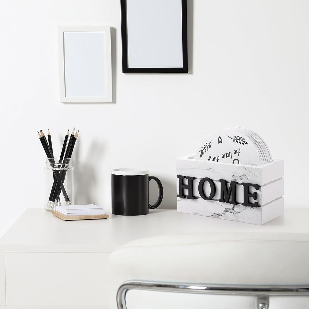 House Warming Gifts New Home Farmhouse Coasters, Ivory - Set of 6