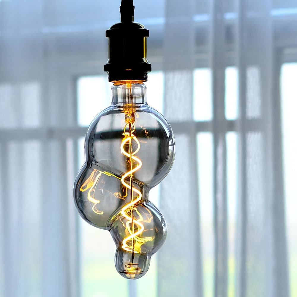 Vintage Led Bulb G30 Small Bubble 4W Dimmable 110-130V E26 Base Specialty Decorative Edison Bulb Smoke Gray Glass