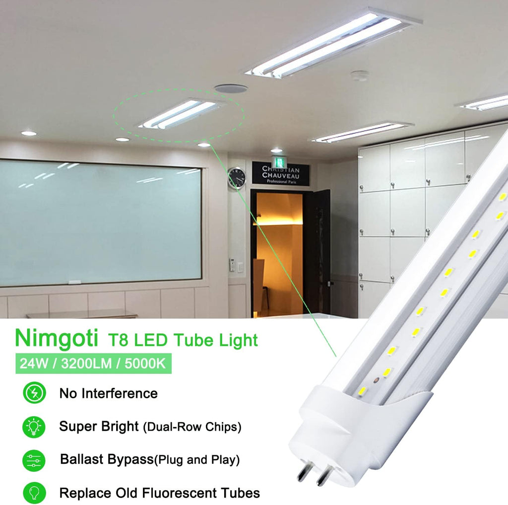 T8 LED Bulbs 4 Foot, 12-Pack 4FT LED Tube Light, 24W 3200LM, 5000K