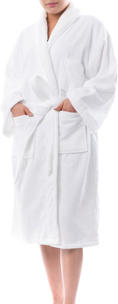 Blair Womens Cotton Terry Cloth Bathrobe Shawl Collar Velour Spa Robe