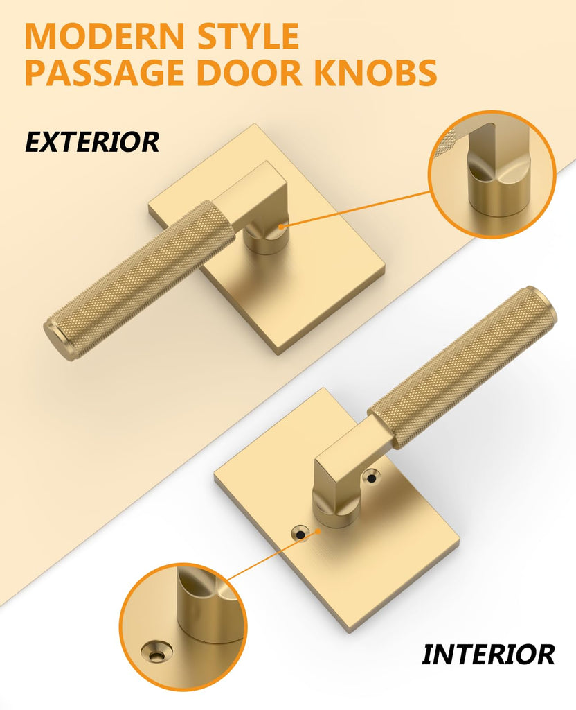 8 Pack Champagne Bronze Passage Interior Door Handles