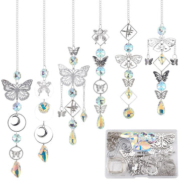 1 Box DIY 4 Sets Suncatcher Kits Crystal Butterfly Suncatchers Prism Rainbow Maker Star Moon Butterflies Hanging Sun