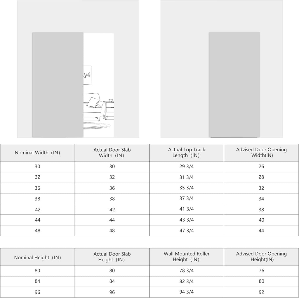 32"x86" Concealed Sliding Barn Door with Soft Close Hardware Kit, Brown Hidden Door for Opening 24"-