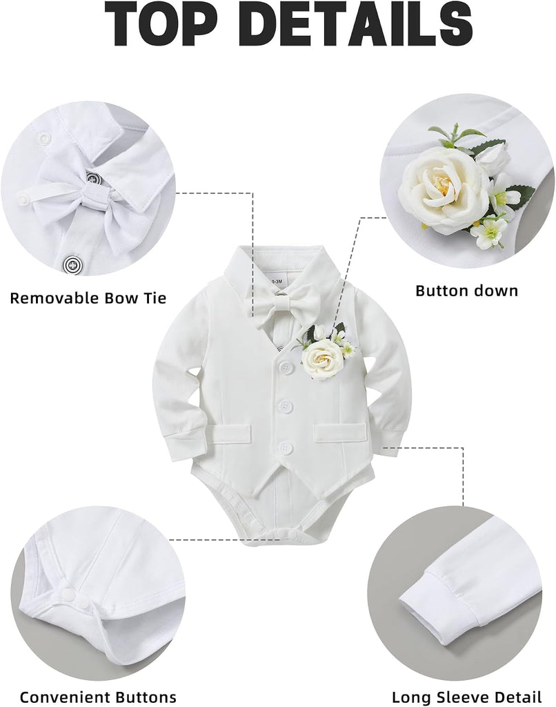 Baby Boy Baptism Outfit Suit Set Formal Infant Tuxedo
