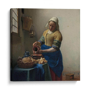 Lab | The milkmaid by Johannes Vermeer | 30 x 30 in | Canvas Print Wall Art | Classical art, Baroque | Wall Decor