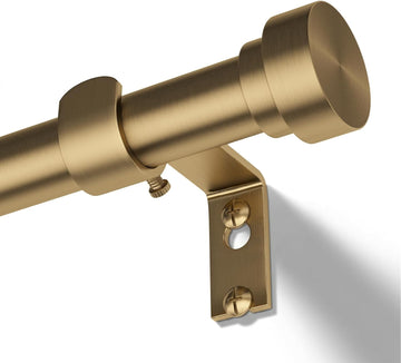 Brass Gold Curtain Rod 36 to 144 Inch, Brushed Warm Gold 1" Adjustable Long Heavy Duty Curtain Rods for Windows