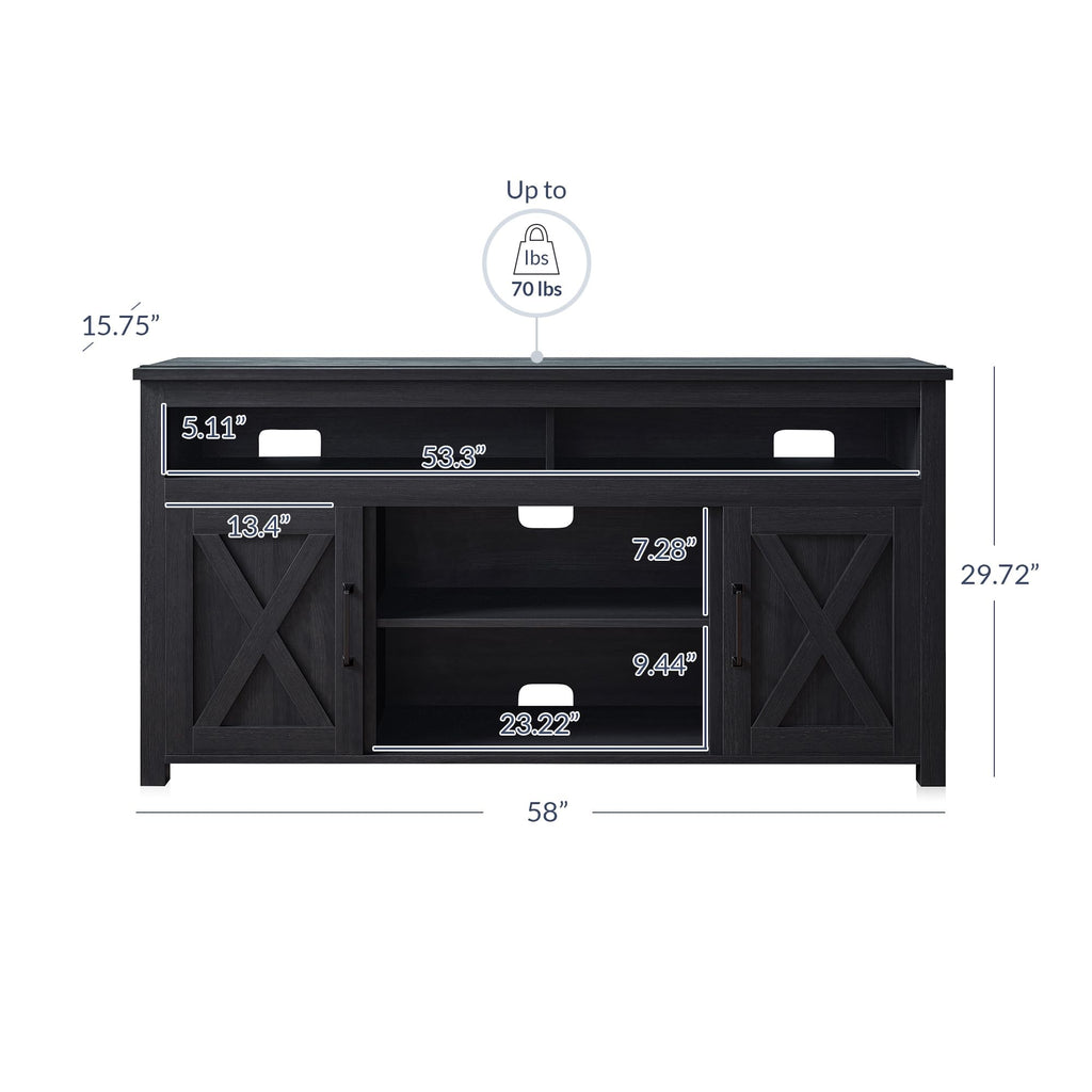 58" Corin TV Stand & Media Entertainment Center - Rustic Grey