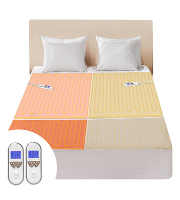 Premium Multi-Zone Electric Heated Mattress Pad, 78" x 80", Dual Controllers, 9 Heat Settings, 1-12 Hours