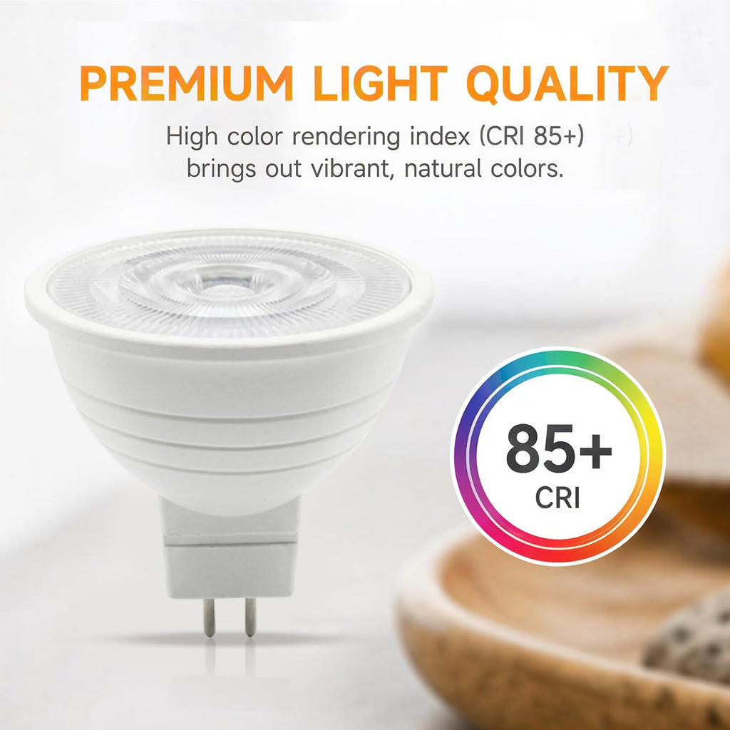 MR16 LED Bulb Dimmable GU5.3 12V 2700K Warm White,Halogen Equivalent, 40° Beam Angle Spotlight for Landscape