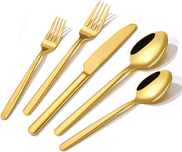 Gold Silverware Set, 40-Piece Flatware Cutlery Set for 8
