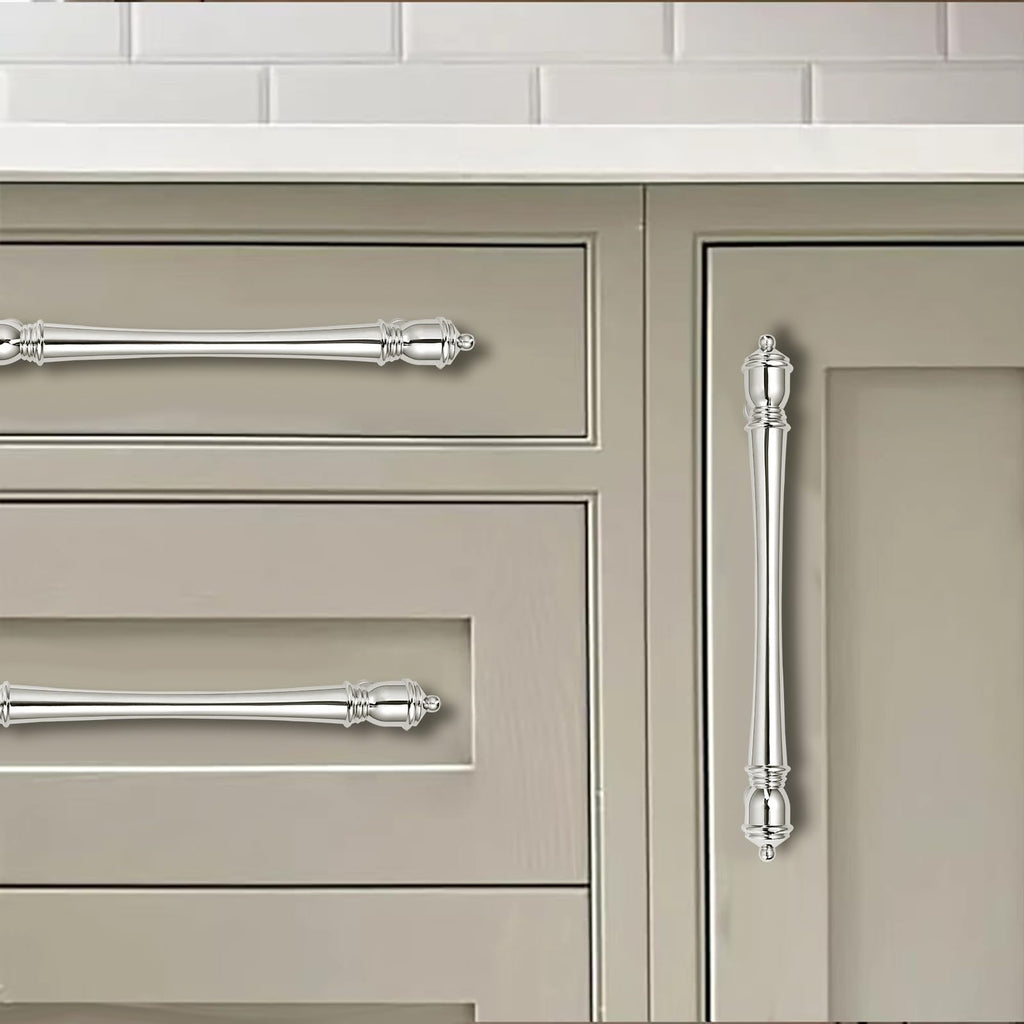 2 Pack 6 inch(152mm) Hole Center Virbant Polished Nickel Cabinet Pulls Heavy-Duty Solid Cabinet Hardware Drawer Pulls