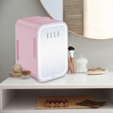 8L Mini Cooler Fridge with LED Makeup Mirror for Skincare & Cosmetic Storage Cooler & Warmer Removable Shelf Carrying