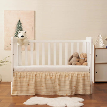 Crib Skirt with Platform, Ruffled Wave Design Baby Bed Skirt