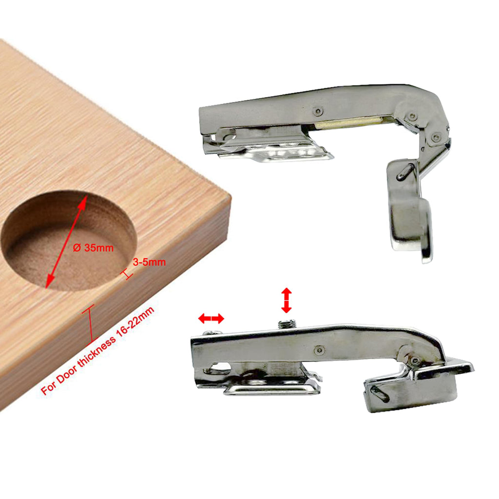 95Deg Inset Blind Corner Hinge 35mm with Hydraulic Damper for Cabinet Door Soft Closing Stollen Hinges for Cupboard