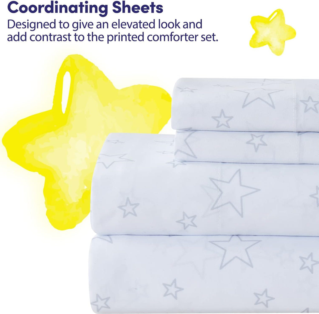 Kids Bedding Set Bed in a Bag for Boys and Girls Toddlers Printed Sheet Set and Comforter, Twin, Floating in Space