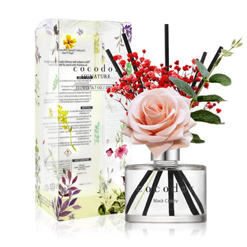 Rose Flower Reed Diffuser/Black Cherry/6.7oz(200ml)/1 Pack/Reed Diffuser, Reed Diffuser Set, Oil Diffuser & Reed