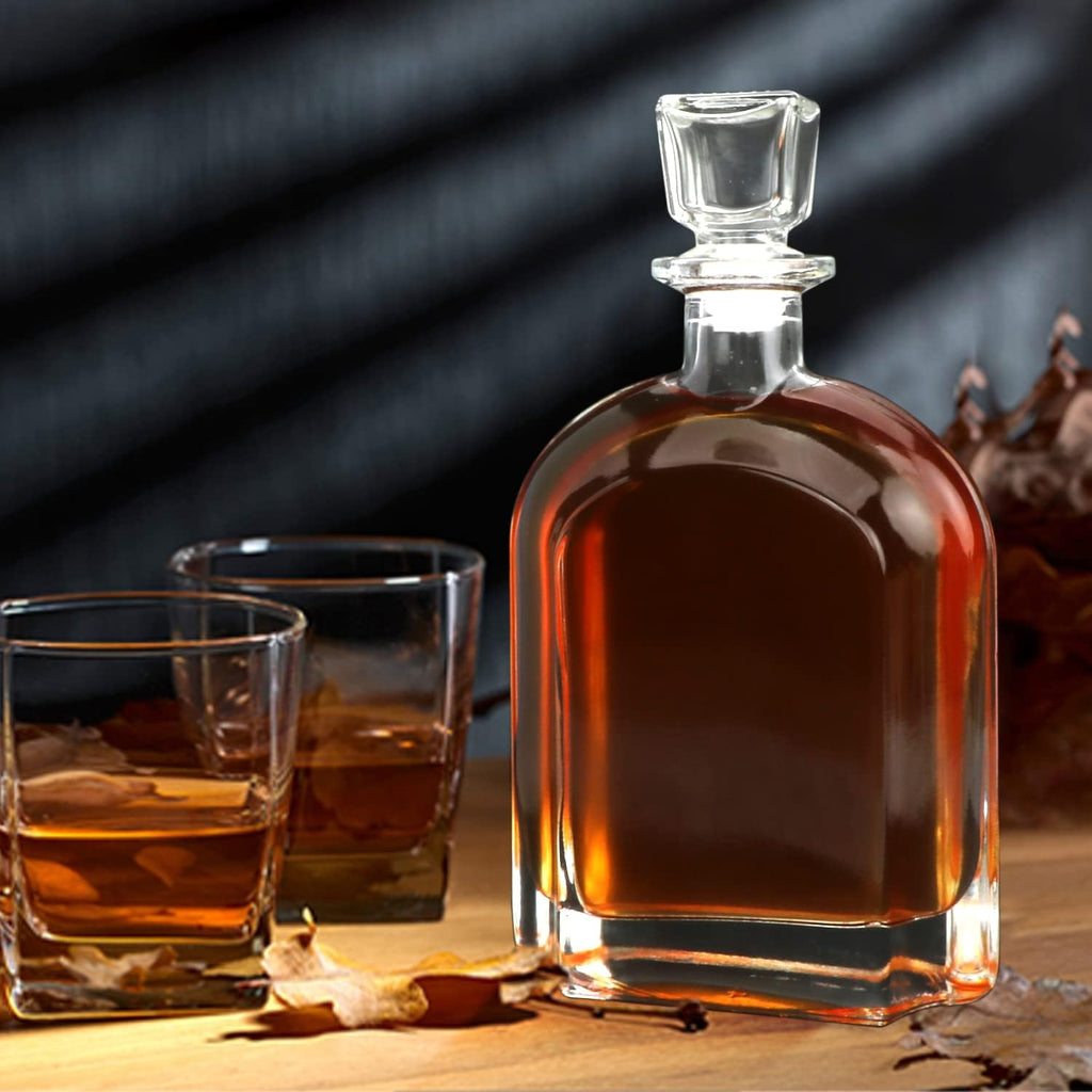 24oz Whiskey Decanter with Glass Stopper, Decanter Set - Set of 2