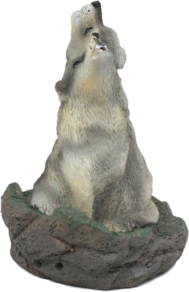 Ebros Howling Twin Gray Wolves Incense Burner Figurine 5.5 Inch Tall As Home Fragrance Decor Figurine Accessory