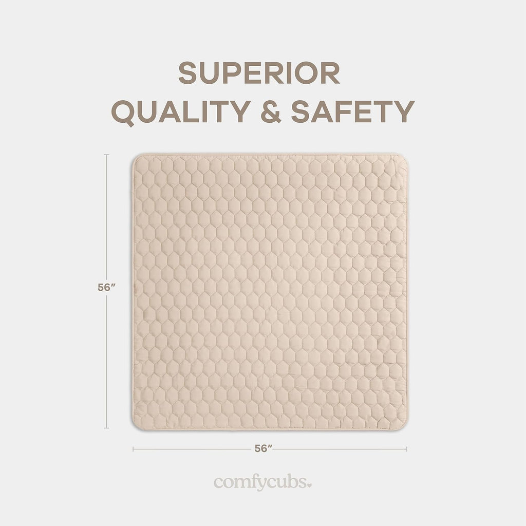 Square Kids Play Mat 56 x 56in Baby Floor Mat - Sand