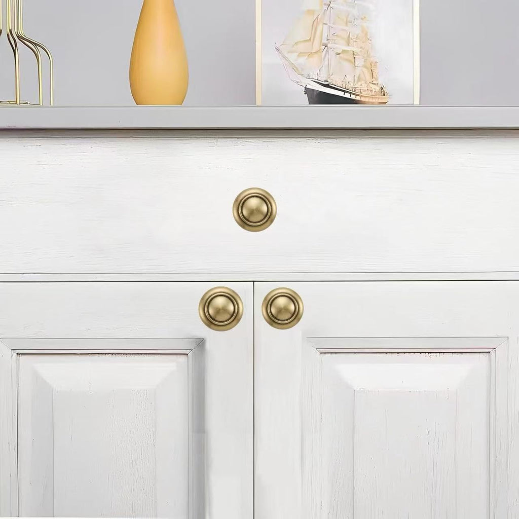 10 Pack Knob Brushed Brass Cabinet knobs Solid Heavy-Duty Bifold Closet Door Knobs Cabinet Hardware Drawers Dressing