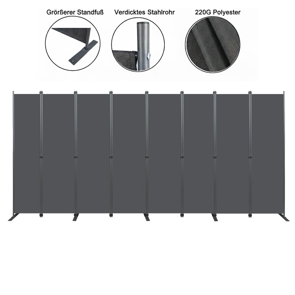 Room Divider 6FT Portable Folding Privacy Screen, 8 Panel Fabric Room Divider Extra Wide Freestanding Room Partition