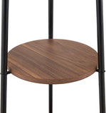 Floor Lamp, Standing Reading Light with Shelves and Fabric Shade, Modern Tall Pole Lamp