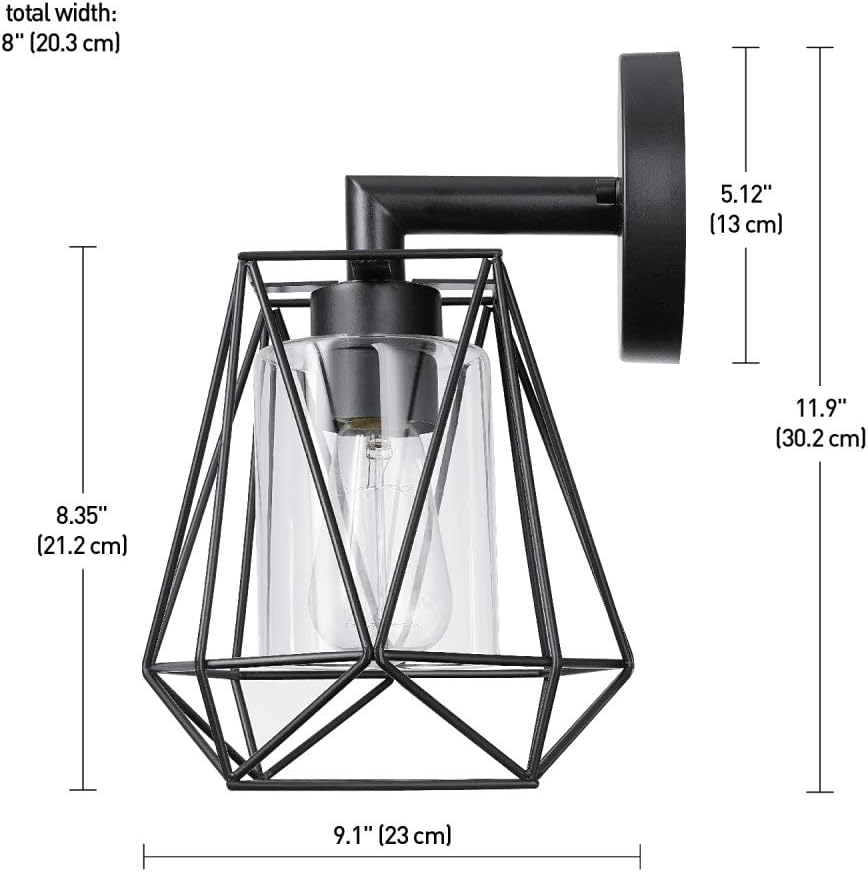 1-Light Outdoor/Indoor Wall Sconce, Black, Clear Glass Inner Shade 44300 A123-B07JGM6BJH