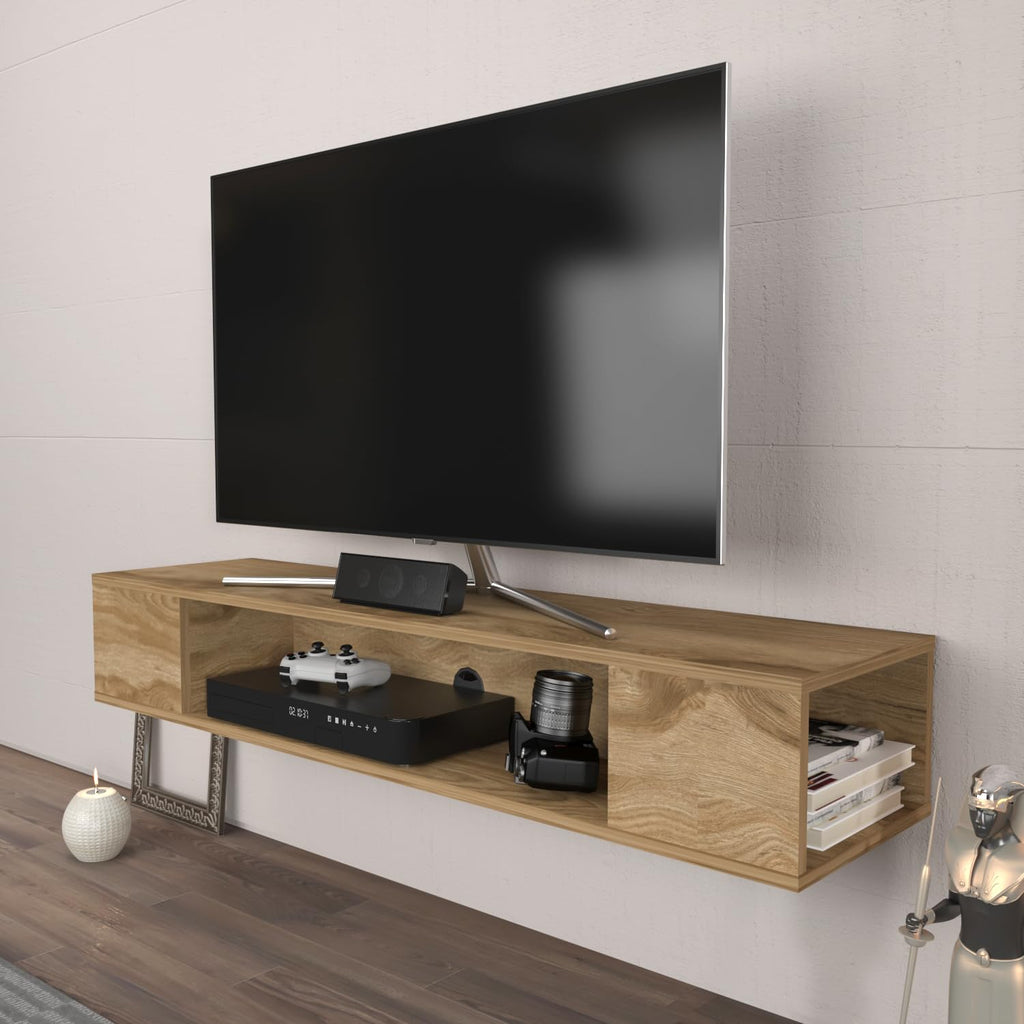 Peti Floating Cabinet Wall Mounted TV Stand Media Console Shelf (Oud Oak)