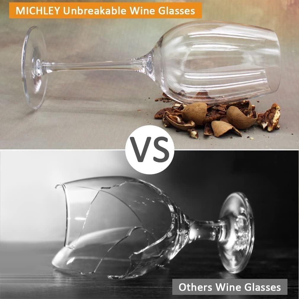 Floating Wine Glasses for Pool Unbreakable Tritan Plastic Red Wine Glasses with Stem Poolside Floating Cups 12.5 OZ