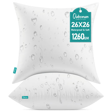 26x26 Outdoor Euro Pillow Inserts - Set of 2 Waterproof Cushioning