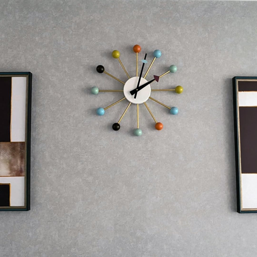 Inspired Nelson Style Mid Century Quartz Modern Wall Ball Clock Retro Multicolor Large