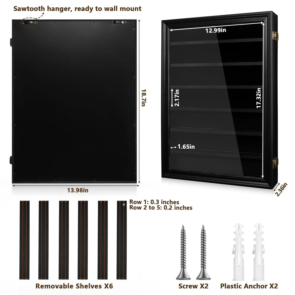 7 Rows Military Challenge Coin Holder Wall Display Case with HD Tempered Glass - Holds 100 Coins, Medal Display