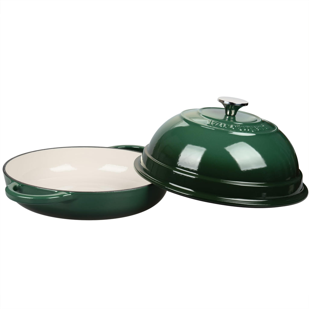 Cast Iron Enameled Dutch Oven Pot with Lid for Bread Baking, Bread Oven, 6 Quart, Dark Green