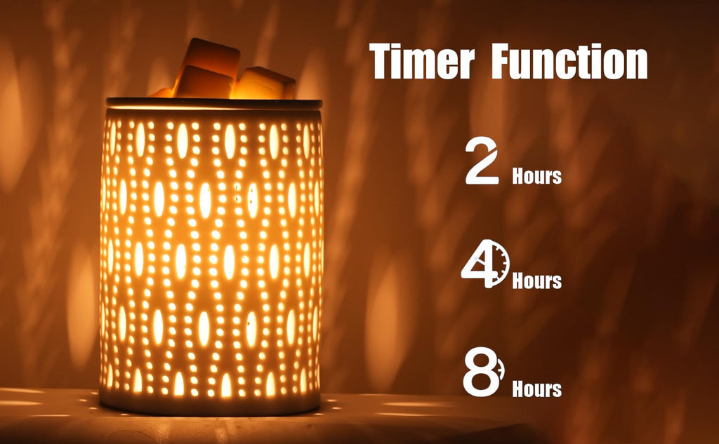 Wax Melt Warmer with Timer White Ceramic Electric Christmas Dimmable Oil Melter Cute Small Light Aromatherapy