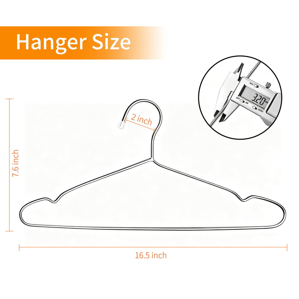 30 Pack Stainless Steel Wire Clothes Hangers, 16.5 in, Silver