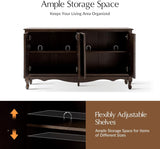 Transitional Solid Wood Sideboard with Adjustable Shelves, 58" Spacious Storage Sideboard