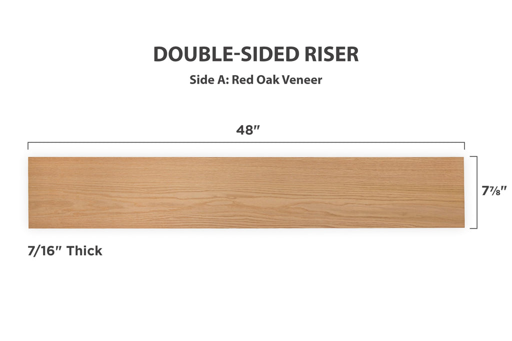 Red Oak Stair Tread Cap Kit with Riser, Tread Return, and Corner Trim, Universal Fit