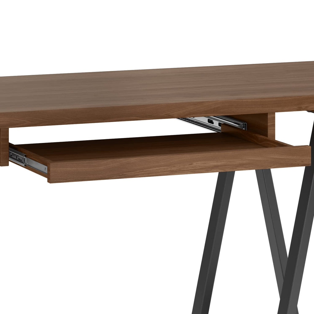 Sawhorse 60" Wide Walnut Veneer and Metal Writing Desk