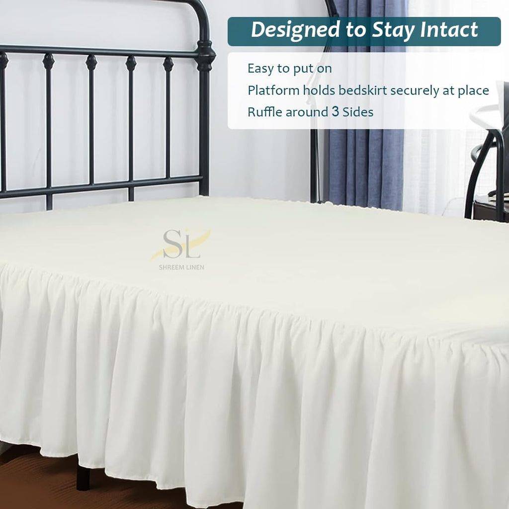Ruffled Bed Skirt with Split Corners, Gathered Style, 100% Microfiber, 12-Inch Drop, Dust Ruffle Bedskirt with