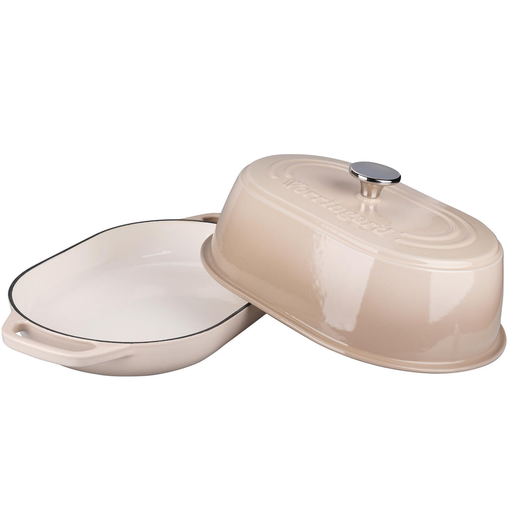 Enameled Cast Iron Dutch Oven Pot with Dome Lid, Oval Bread Oven made Sourdough Bread Baking, Oven Safe up to 500°F
