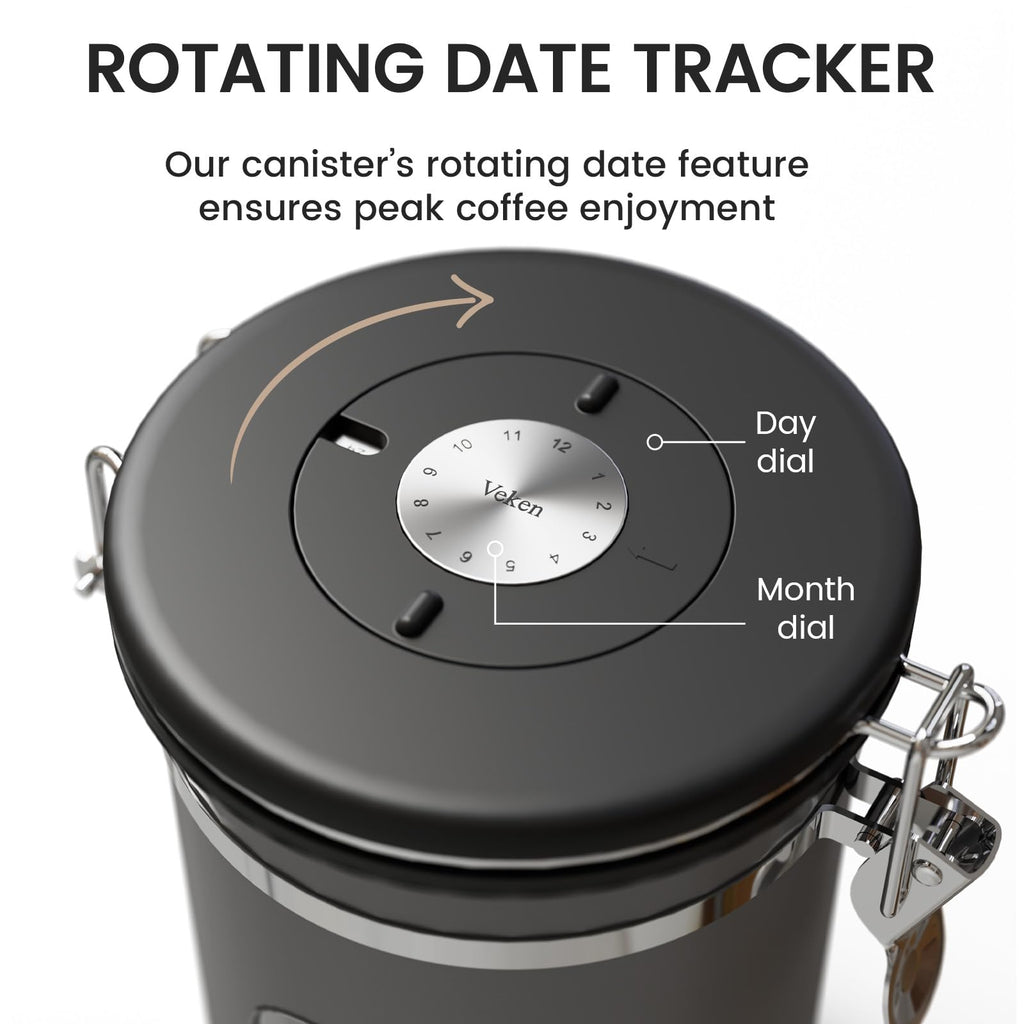 Coffee Canister with Window, 39OZ Large Airtight Stainless Steel Jars