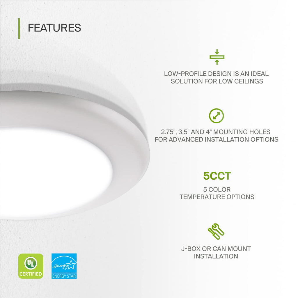12 Pack LED Disk Lights 6 Inch, 5CCT Flush Mount Ceiling Light Fixture