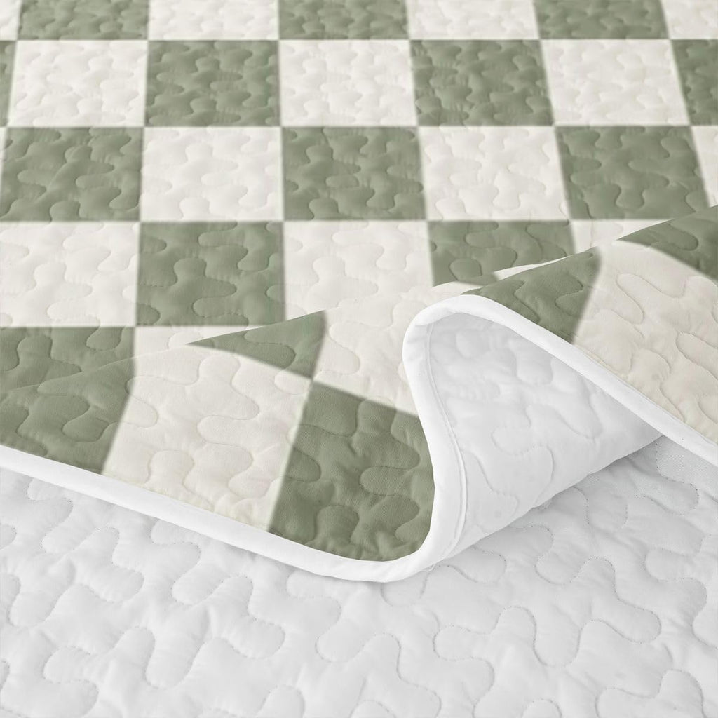 Green Plaid Quilts for Bed, Buffalo Check Bedspreads Soft Bed Summer Lightweight Comforter, Geometric Coverlet