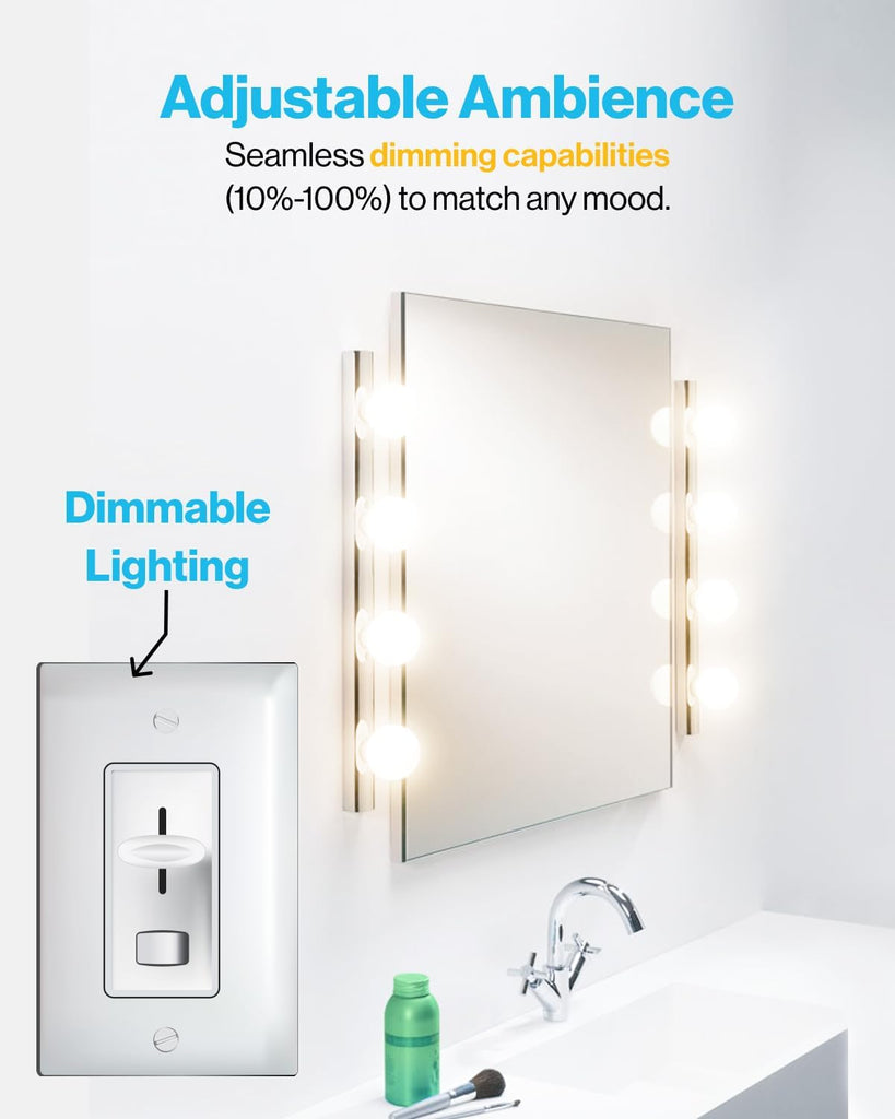 12 Pack Vanity Globe Round Light Bulbs G25 LED for Bathroom Mirror 40W Equivalent 6W, 3000K Warm White, Dimmable, 450