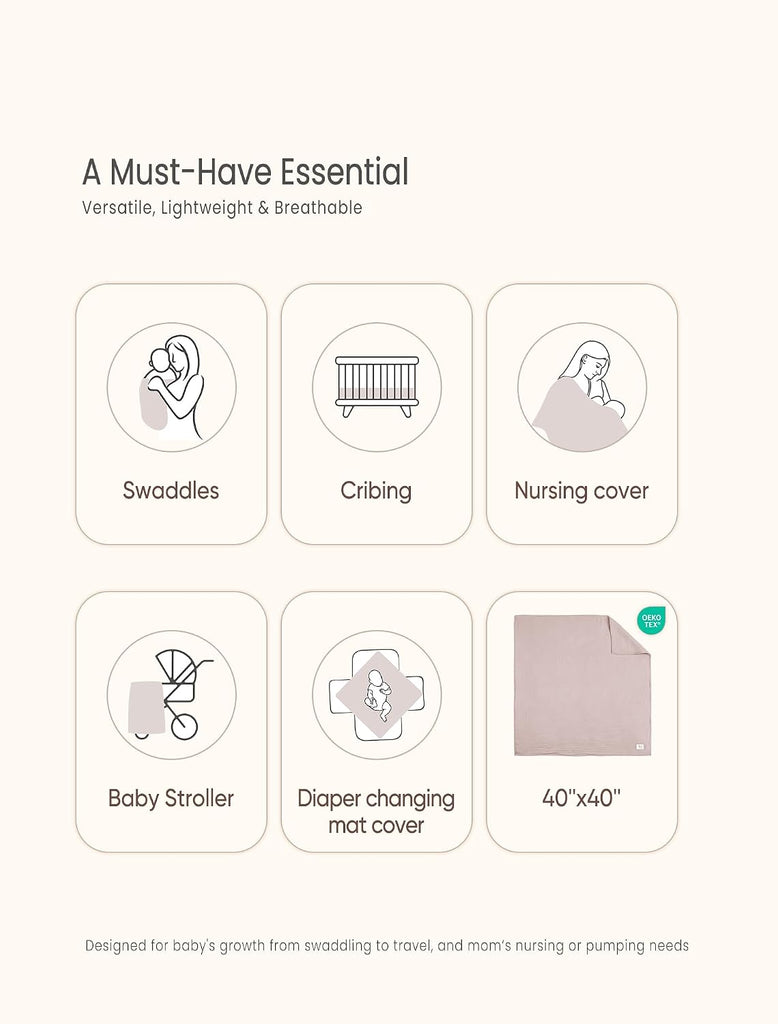 Muslin Swaddle Blanket Viscose-Bamboo: Receiving Wrap for Newborns