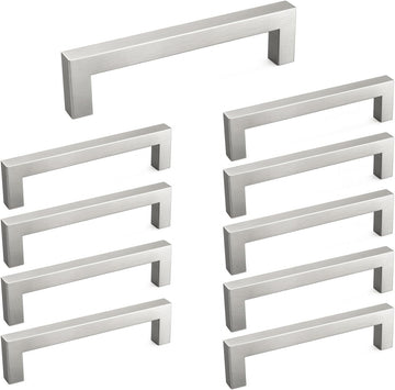10 Pack 5 Inch Brushed Nickel Cabinet Pulls Cabinet Handles Square Door Handles Modern Dresser Drawer Stainless Steel