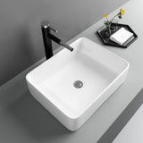 19"x15" Vessel Sink Rectangule Bowl Sinks for Bathrooms White Vessel Sink Above Counter Rectangular Ceramic Vessel