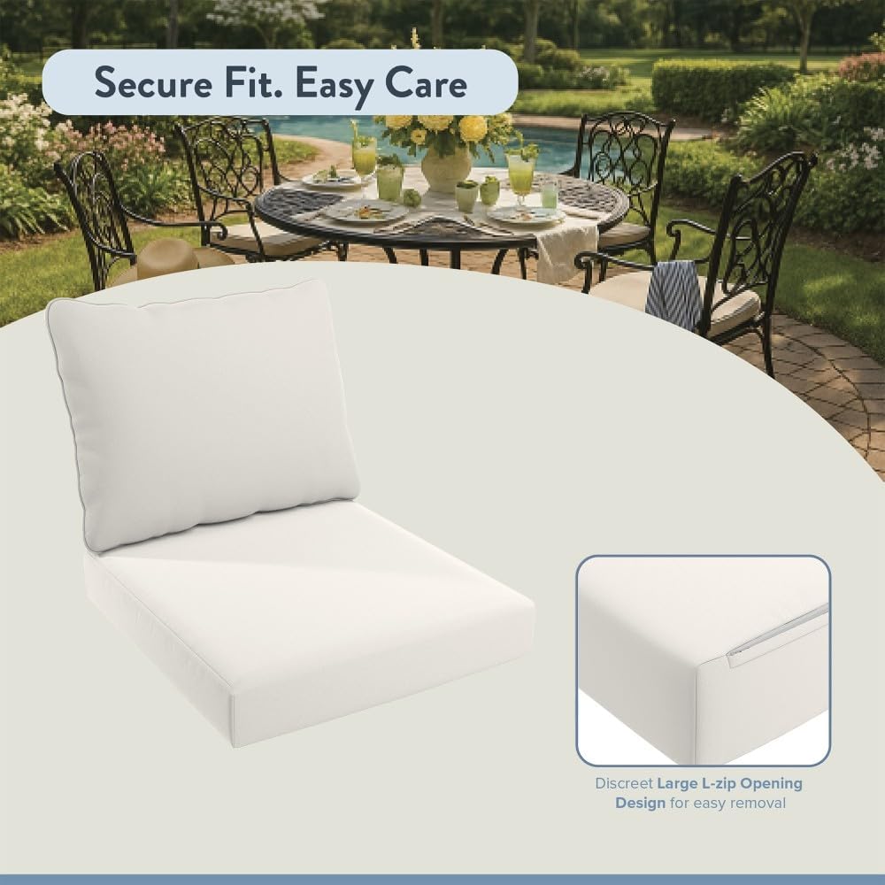 Outdoor Deep Seat, Patio Seat Cushion, 24 x 48 Inch, Premium Outdoor Memory Foam, Fade Resistant, Solstice Olefin